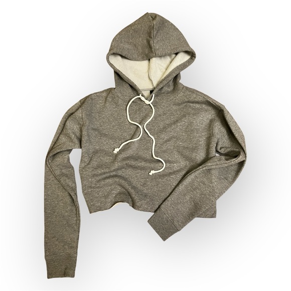 Grey Cropped Hoodie Sweatshirt - Picture 2 of 9